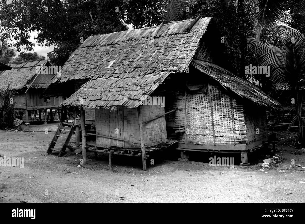Maison en bois traditionnelle, muang ngoi, Laos Banque D'Images