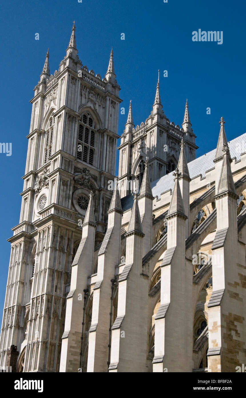 L'Abbaye de Westminster vu depuis le cloître, Londres Banque D'Images