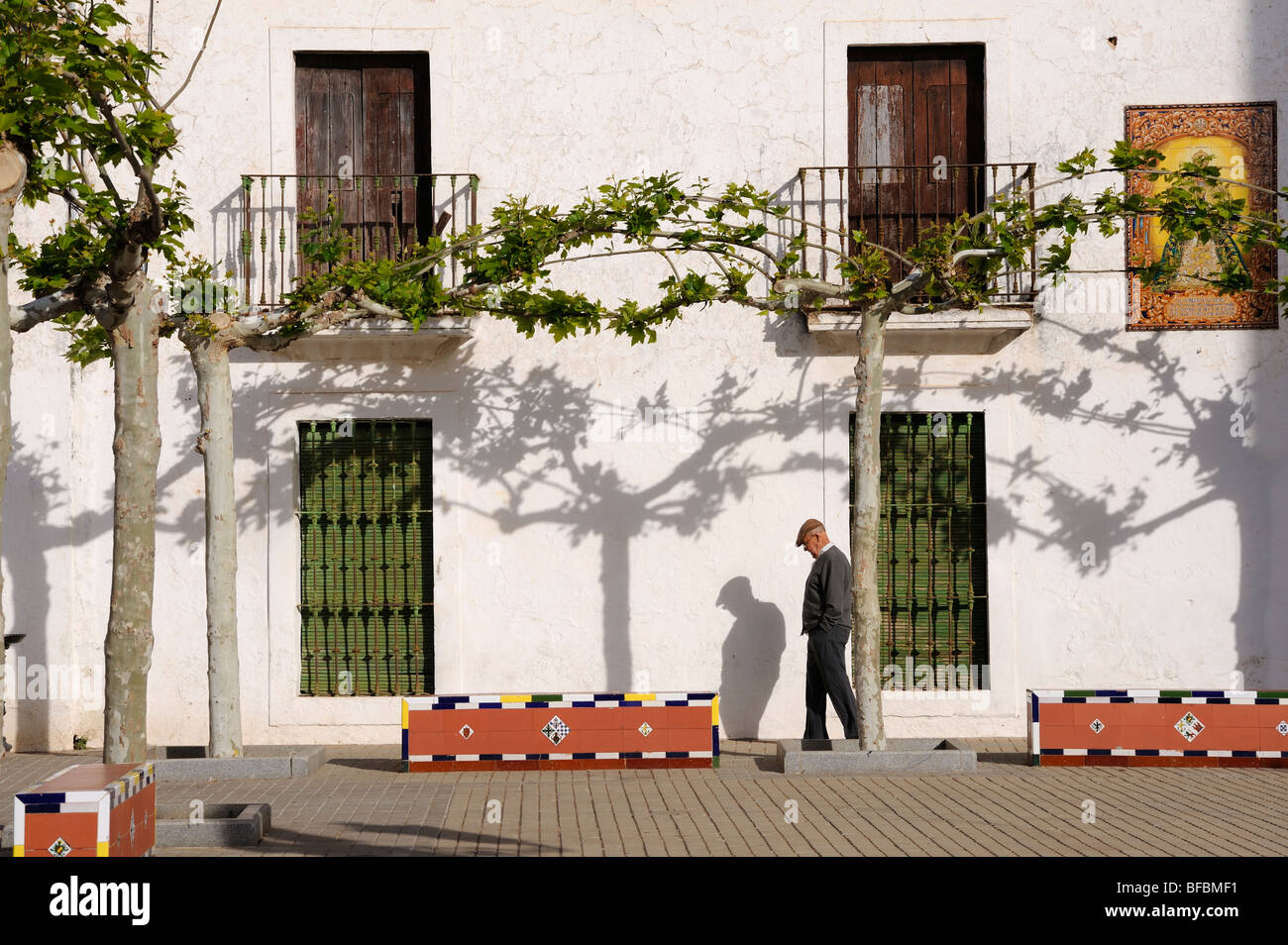 HIguera de la Sierra Huelva Andalousie Espagne village blanc pueblo blanco Plaza de la concepcion Banque D'Images