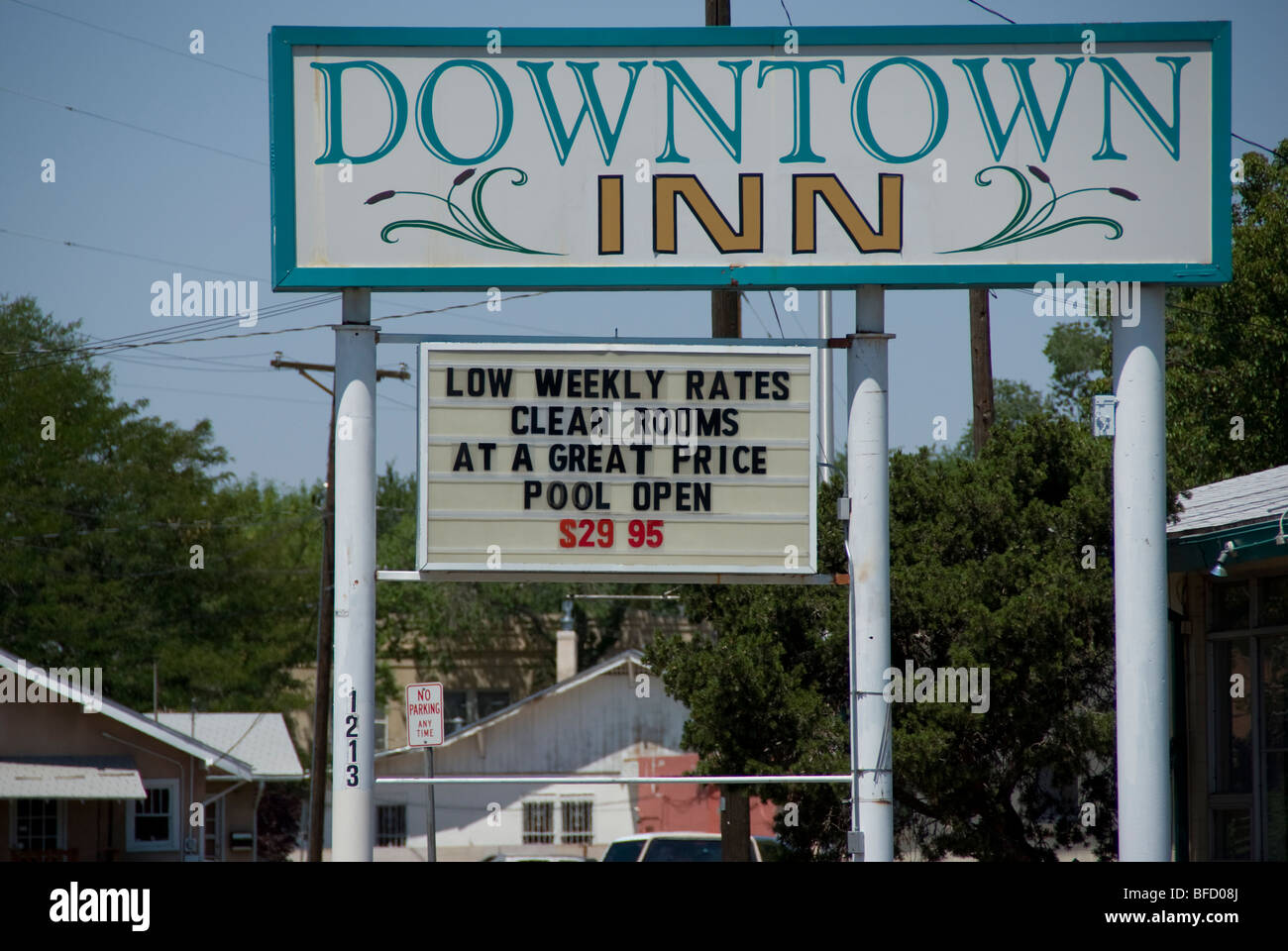 Le signe de Downtown Inn en Albuquerque Banque D'Images