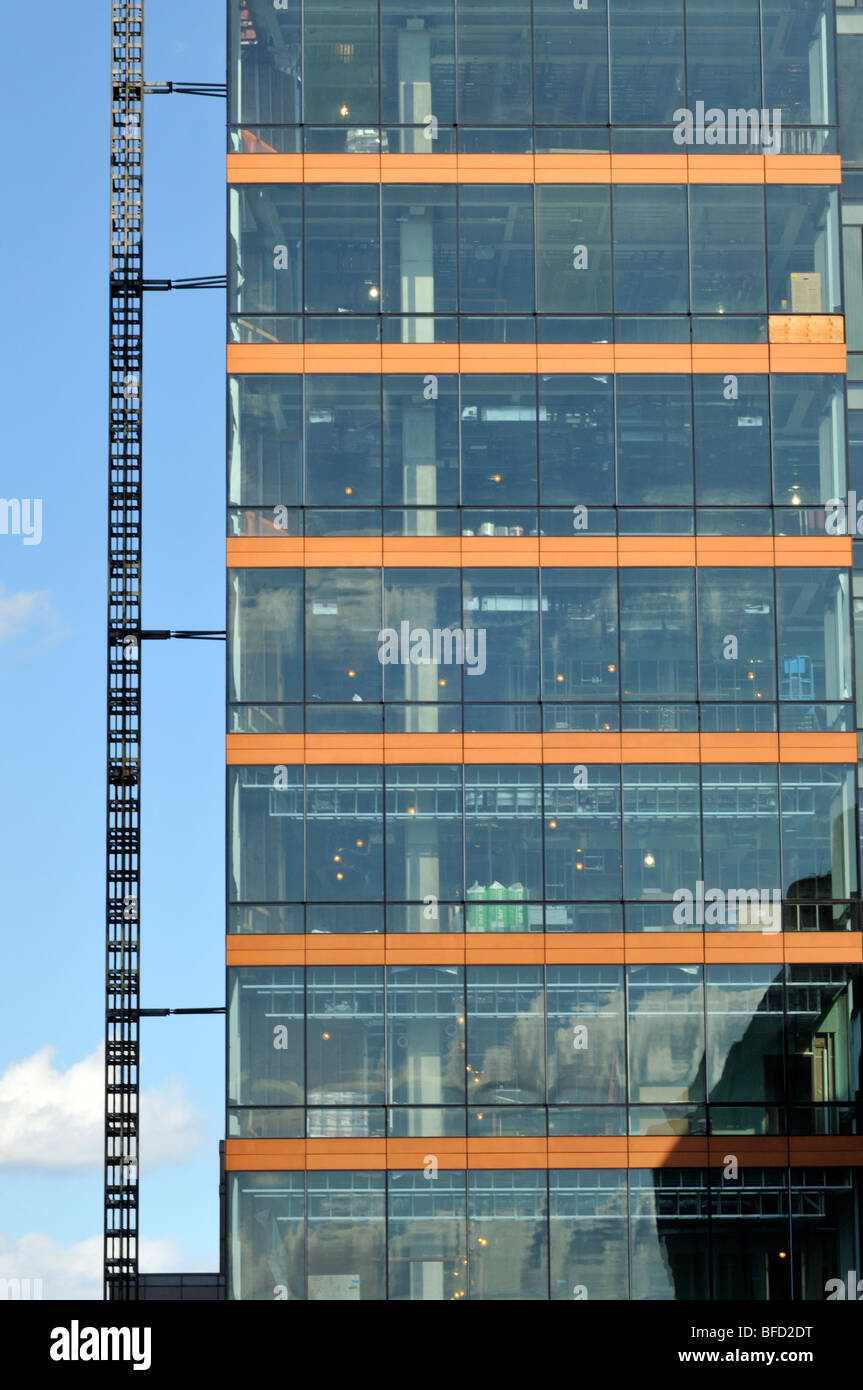 Côté de nouveau verre bâtiment en construction à Boston Banque D'Images