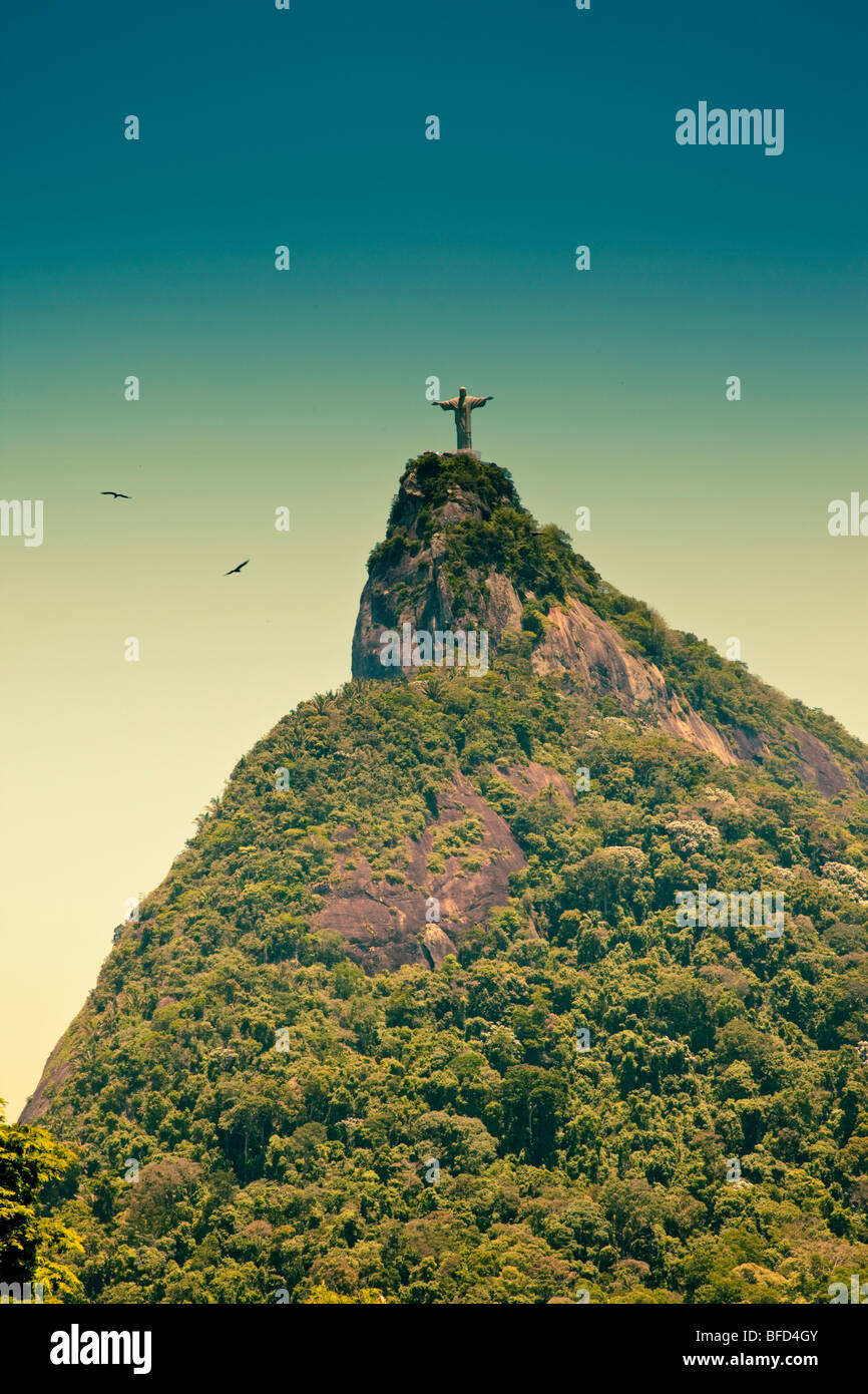 Corcovado et Jésus le Rédempteur à Rio de Janeiro Brésil Banque D'Images