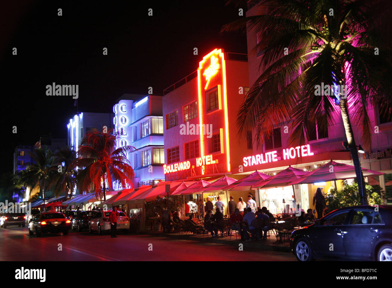 Hôtels sur sur Ocean Drive, Miami Beach Banque D'Images