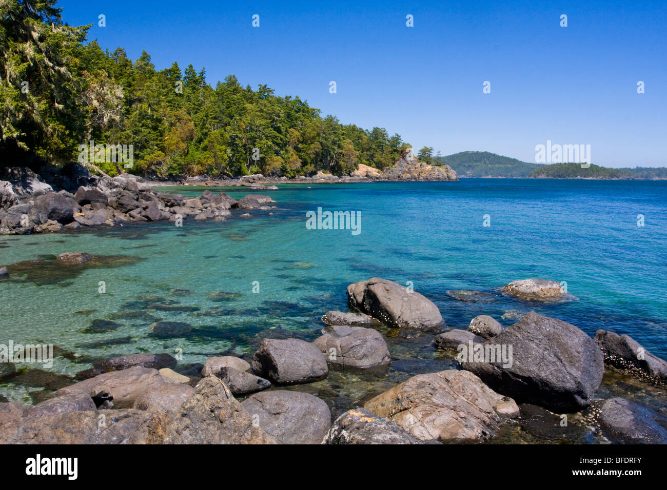 La vue le long de la côte du parc East Sooke Sooke, dans l'île de Vancouver, Colombie-Britannique, Canada Banque D'Images