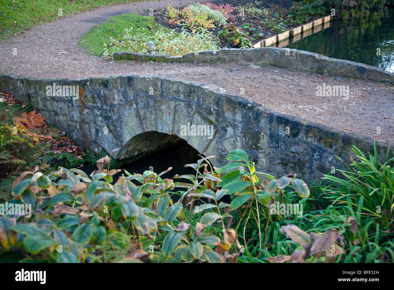 Petit Pont à bosse gris, Wakehurst Place, West Sussex, Angleterre Banque D'Images