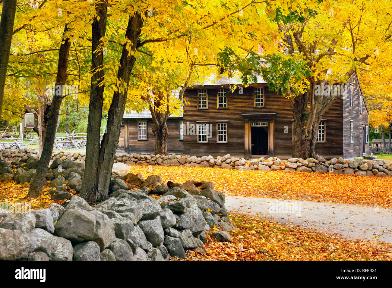 Taverne Hartwell historique bataille le long de la route entre Lexington et Concord, Massachusetts USA Lincoln Banque D'Images