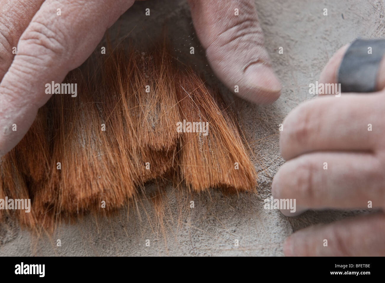 Prendre un pinceau de calligraphie. Banque D'Images