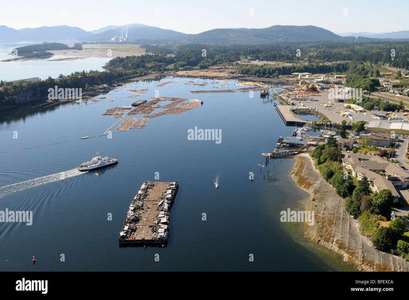 Photographie aérienne de Chemainus, île de Vancouver, Colombie-Britannique, Canada. Banque D'Images