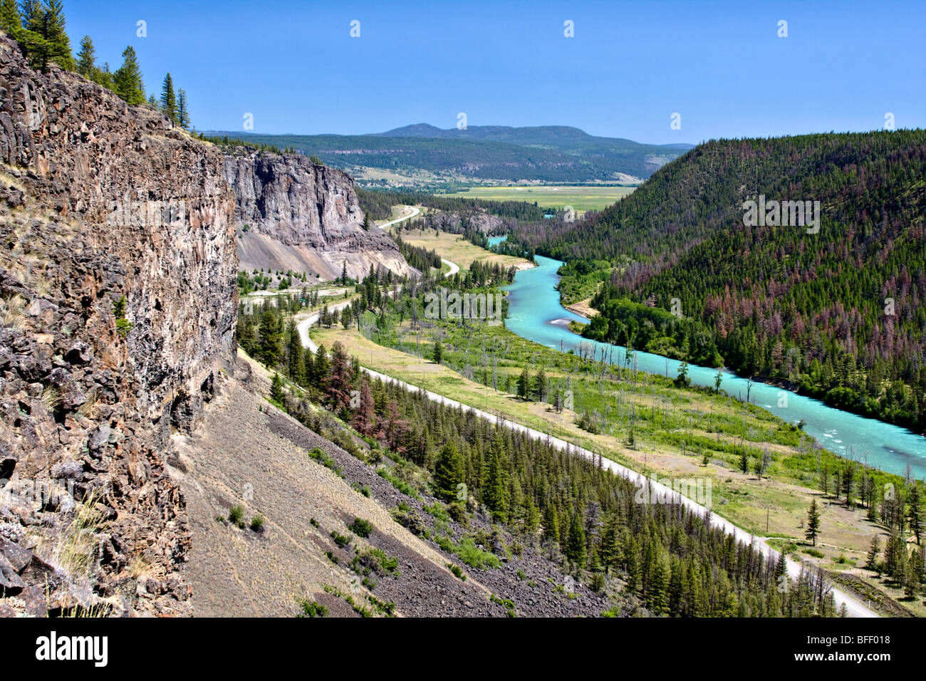 Bull Canyon et de la rivière Chilcotin le long de l'autoroute 20 dans la région de Chilcotin de British Columbia Canada Banque D'Images