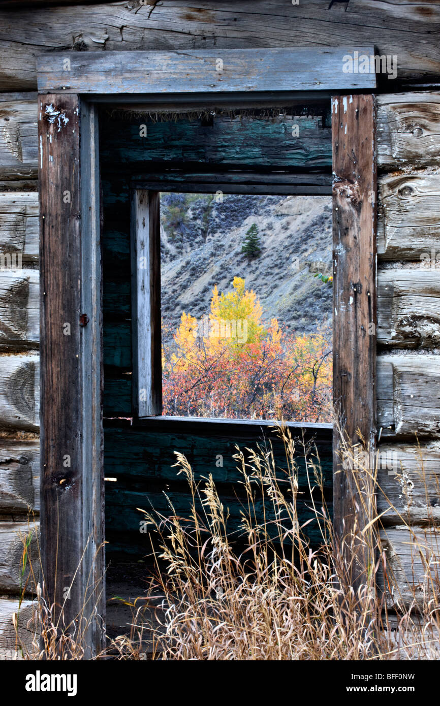 Journal abandonné au ranch maison canyon Farwell British Columbia Canada Banque D'Images