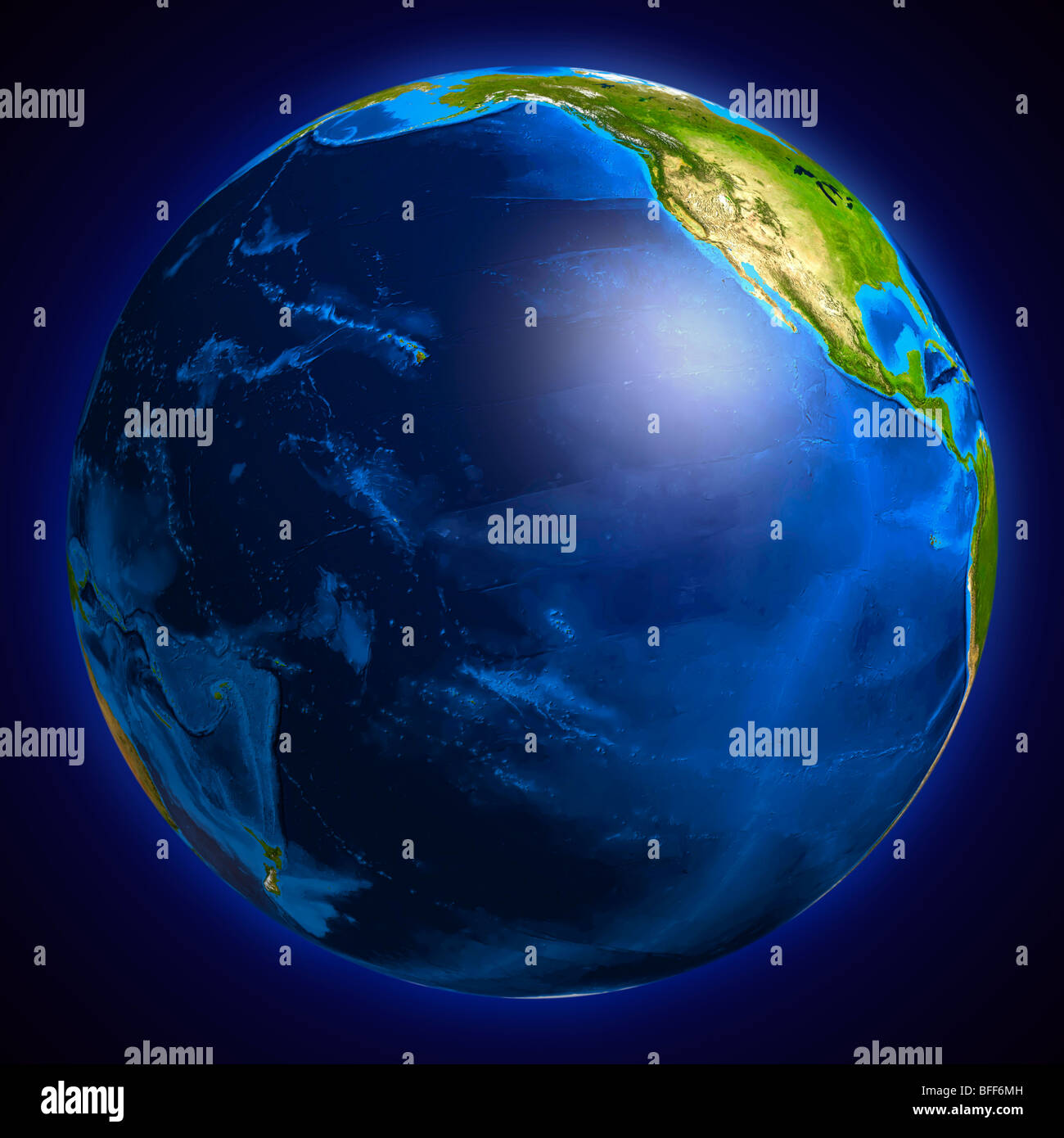 Earth globe montrant la surface de l'océan Pacifique Banque D'Images