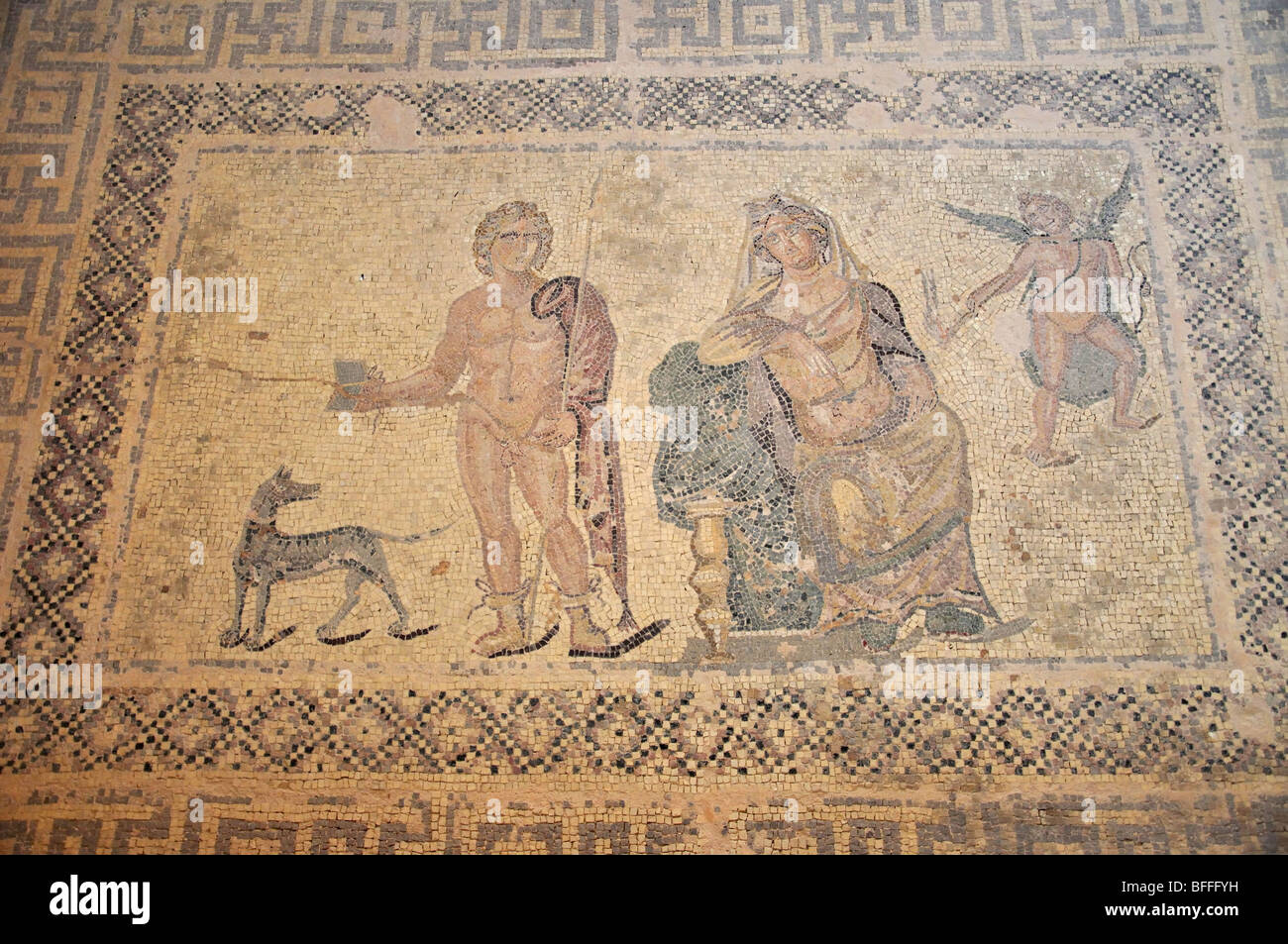 Mosaïque, Chambre des Dioysus Kato Pafos, Parc archéologique de Paphos, Paphos, Chypre, District Banque D'Images