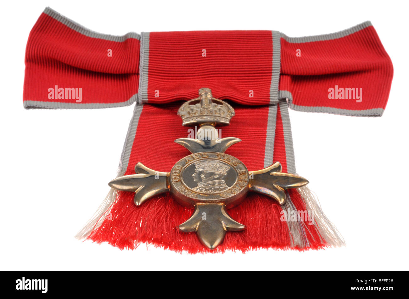MBE "Membre de l'Empire britannique", "médaille MBE sur fond blanc" Banque D'Images