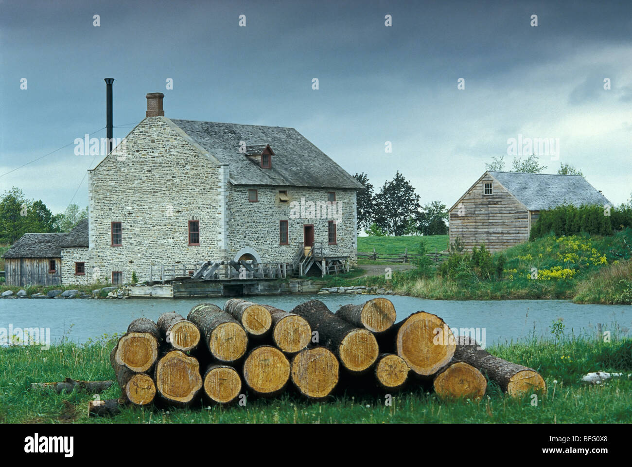 Bellamy Minoterie à vapeur, Upper Canada Village, Morrisburg, Ontario, Canada Banque D'Images