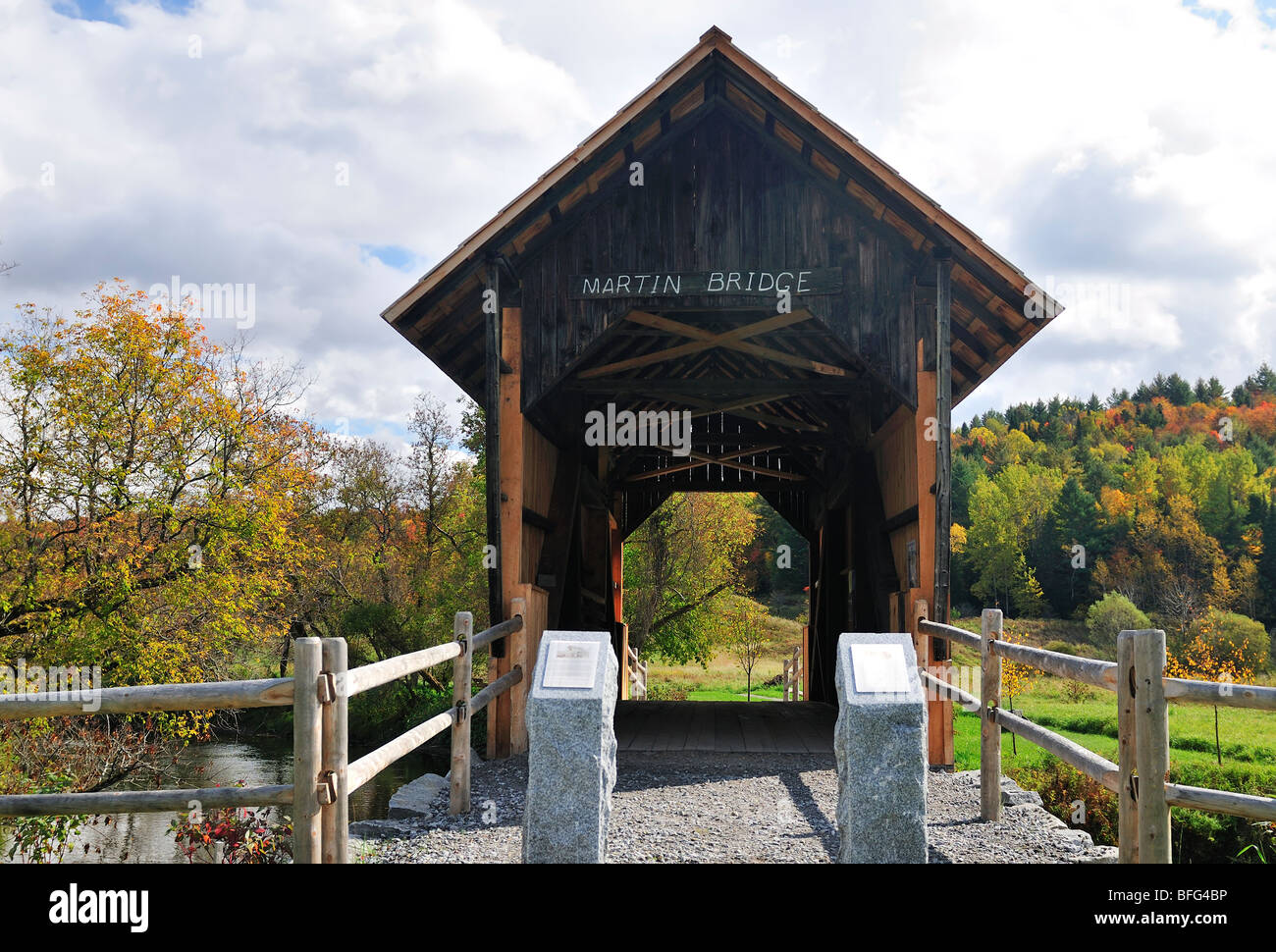 Martin/Orton Farm pont couvert au comté de Washington, New York. Banque D'Images