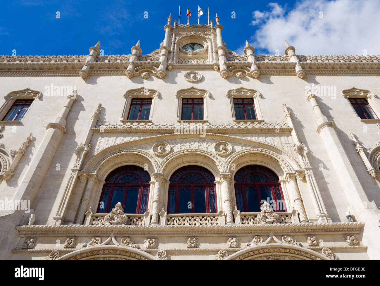 Entrée de la Gare du Rossio (Estacio Central do Rossio), Lisbonne, Portugal, Pâques 2009 Banque D'Images