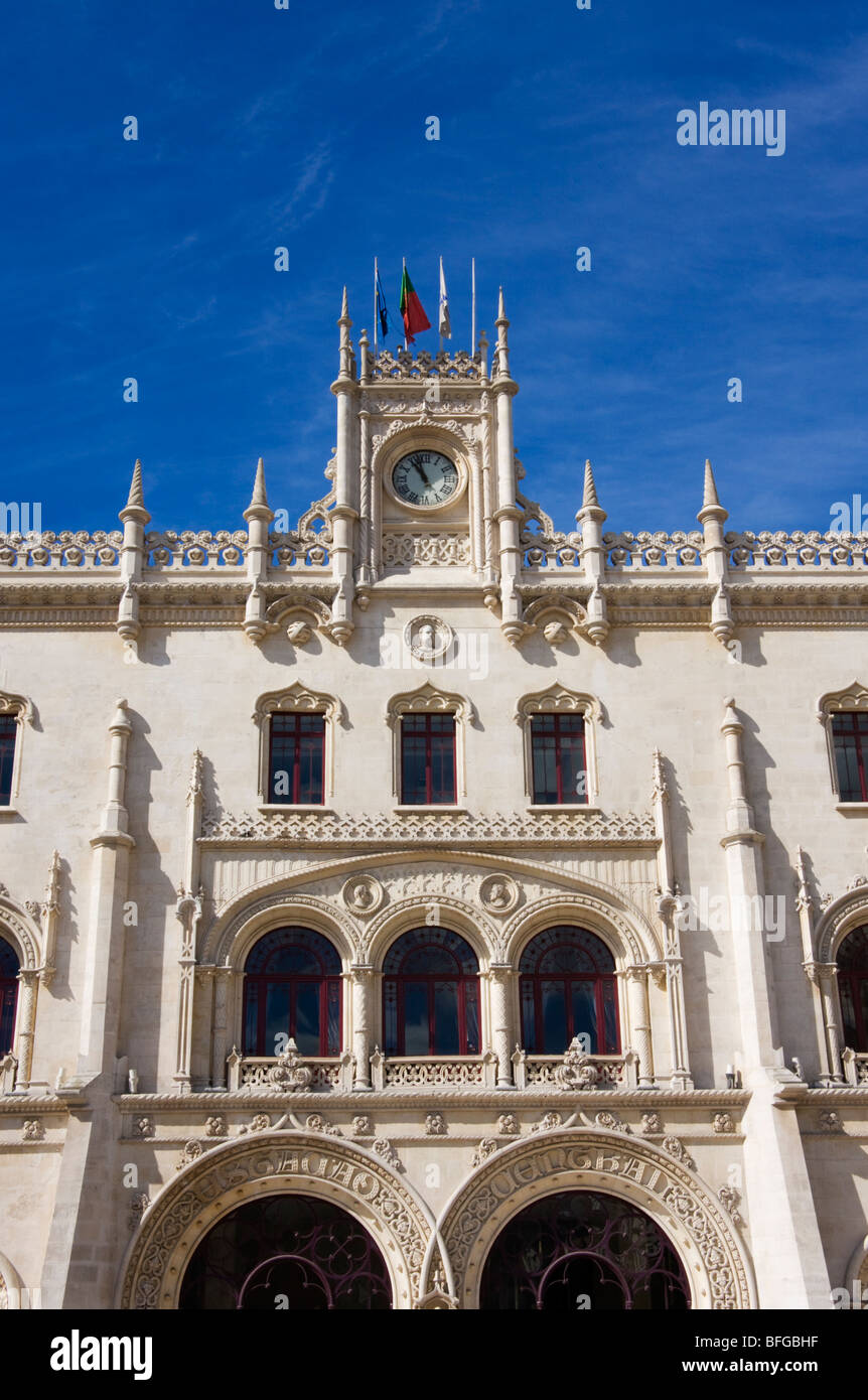 Entrée de la Gare du Rossio (Estacio Central do Rossio), Lisbonne, Portugal, Pâques 2009 Banque D'Images