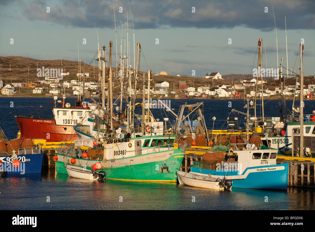 Les bateaux de pêche du crabe, Joe Batt's Arm, l'île de Fogo, Newfoundlad et Labrador, Canada Banque D'Images
