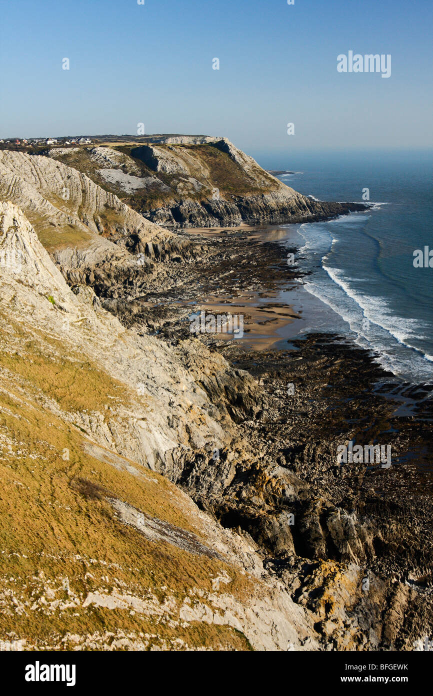 Pennard, falaises de la péninsule de Gower, West Glamorgan, Pays de Galles, Royaume-Uni Banque D'Images