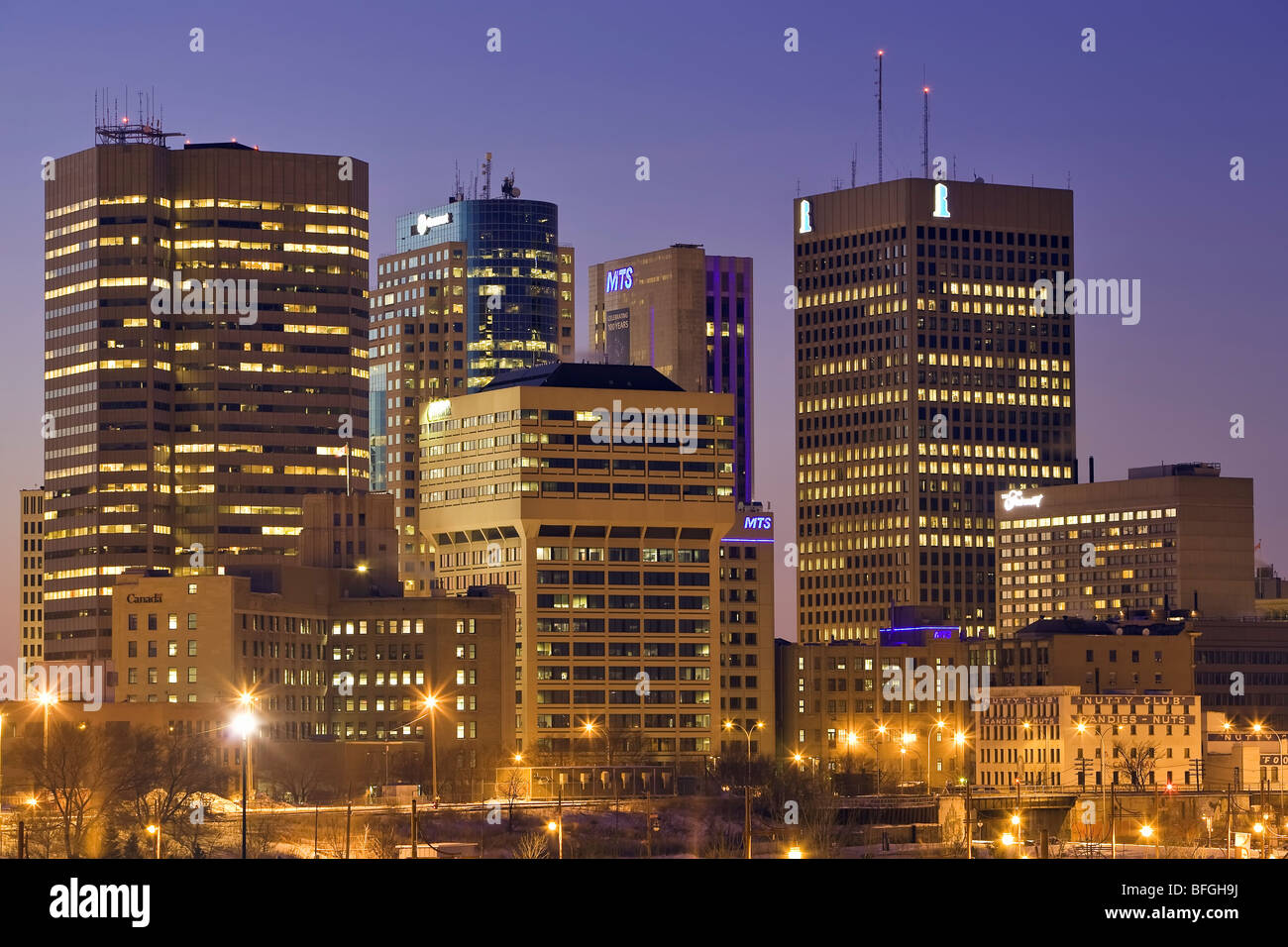 Toits de centre-ville de Winnipeg, Manitoba, Canada Banque D'Images