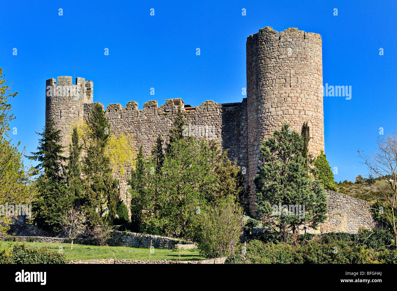 Le château à Villerouge-Termenes, Languedoc Roussillon, France. Banque D'Images