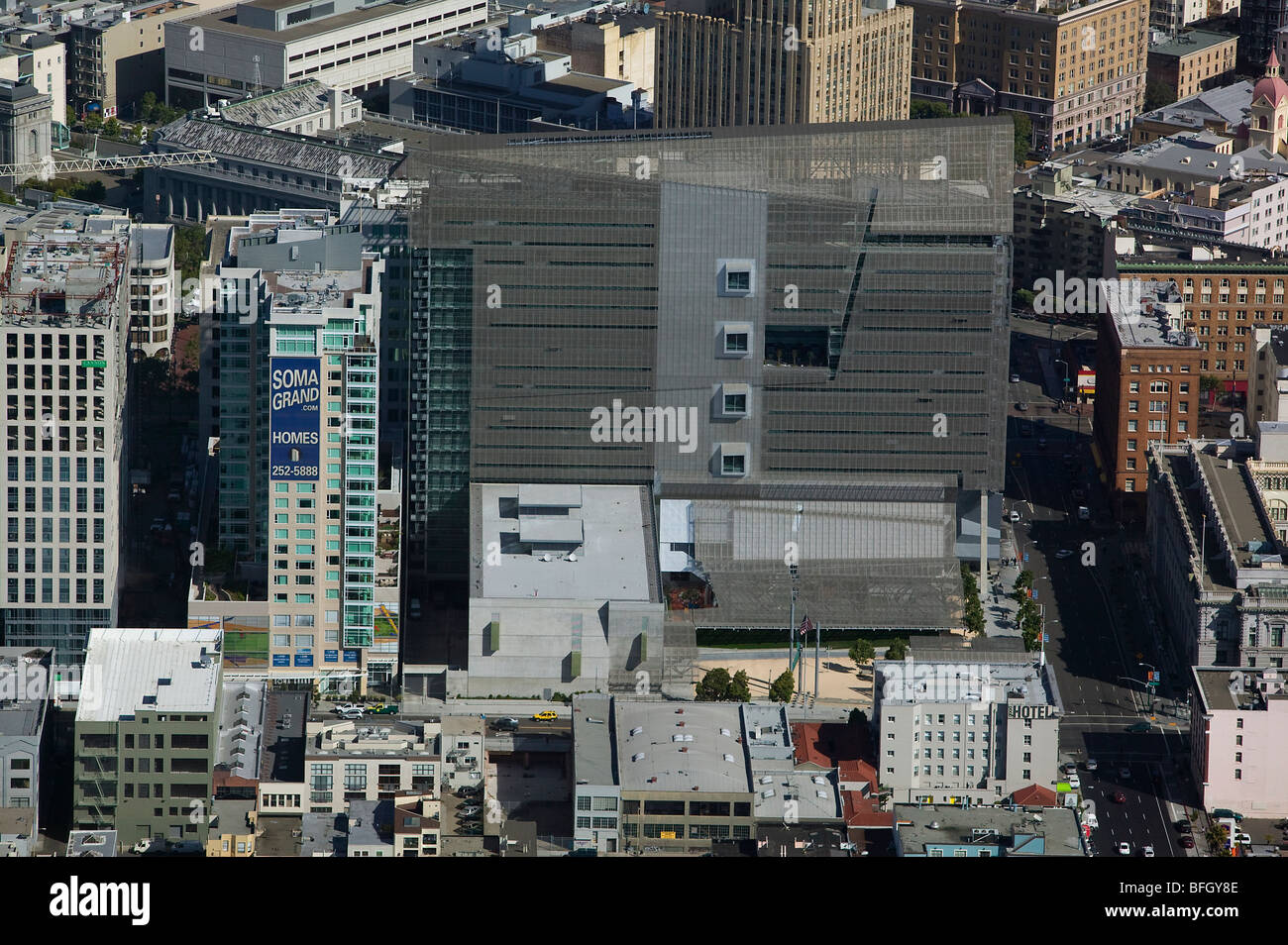 Vue aérienne au-dessus de San Francisco Federal Building Banque D'Images
