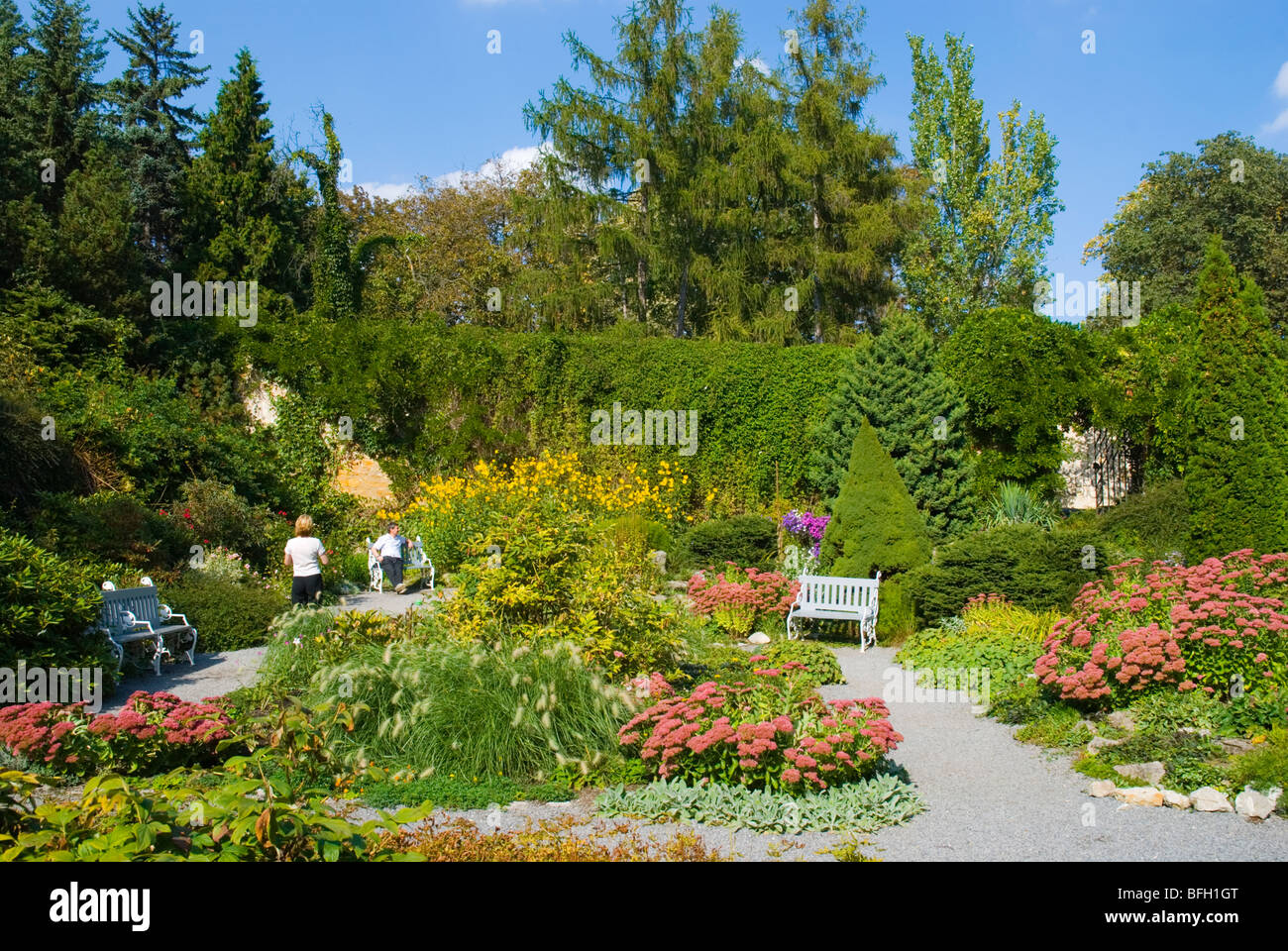 Ruzovy sady le jardin de roses sur la colline de Petrin Prague République Tchèque Europe Banque D'Images