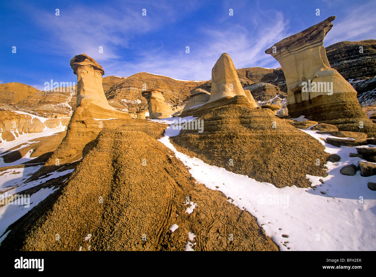 Parc Hoodoo, Vallée des Dinosaures, Drumheller, les Badlands, Alberta, Canada Banque D'Images
