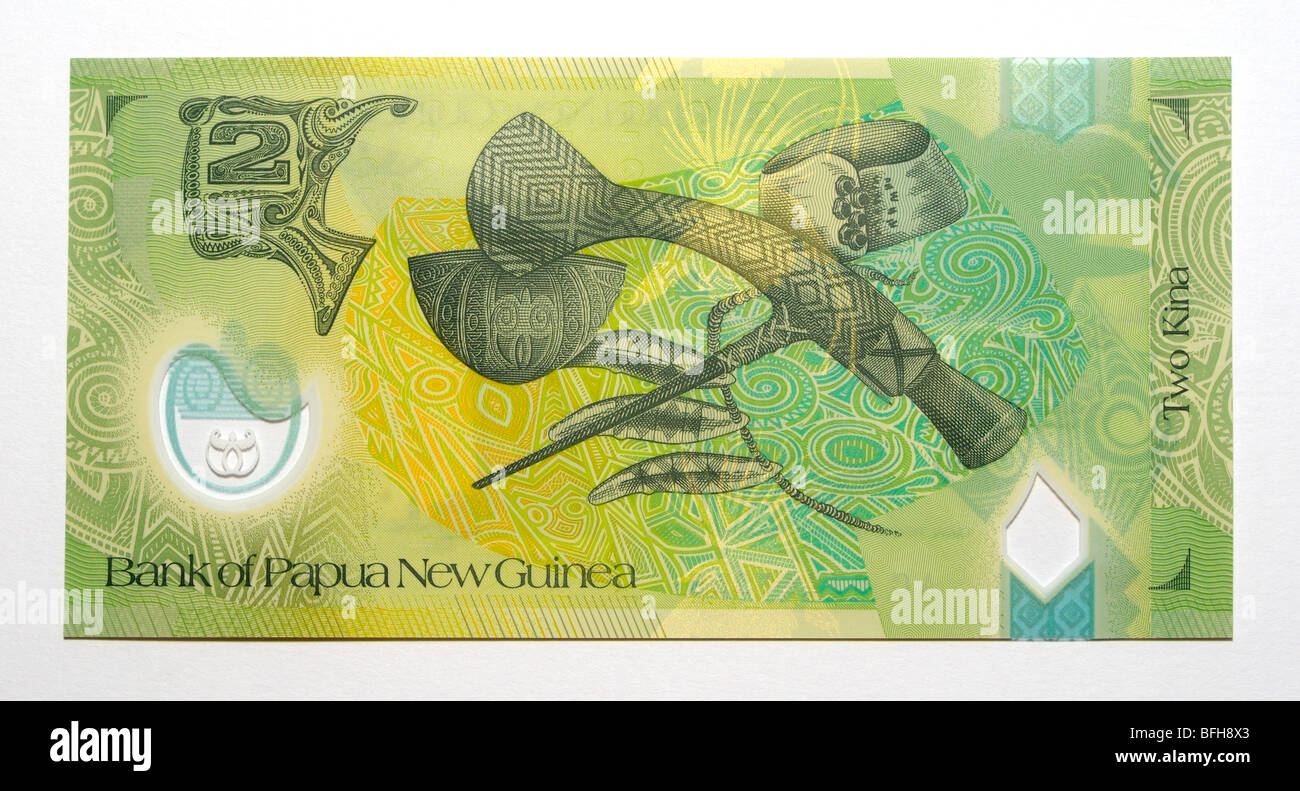 La Papouasie-Nouvelle-Guinée 2 Kina Deux billet de banque. Banque D'Images