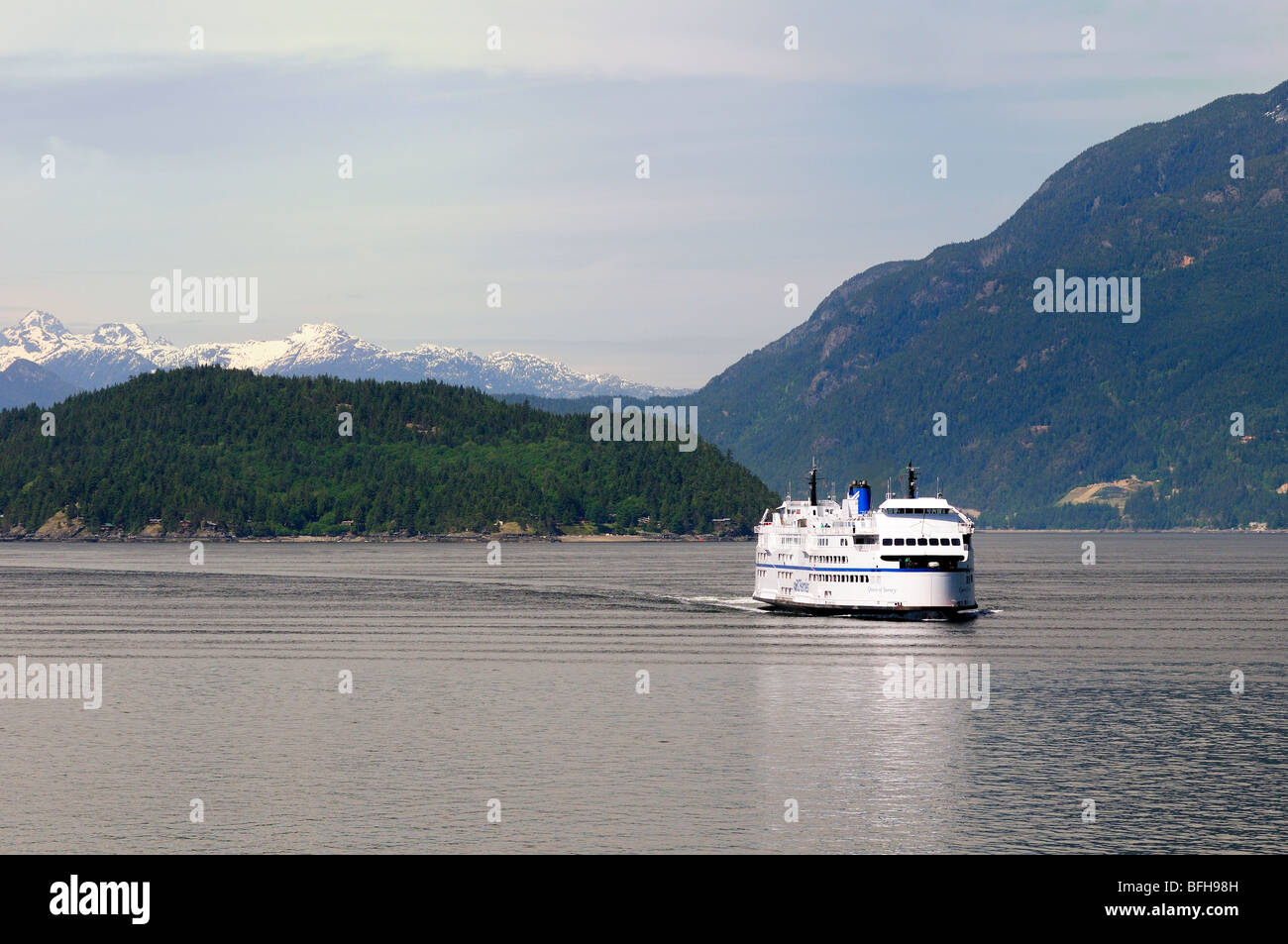 BC Ferry, 'Queen of Surrey' approchant terminal Horseshoe Bay dans la région de North Vancouver, C.-B.). Banque D'Images