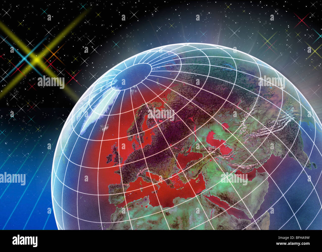 Globe du monde montrant Eurpoe Banque D'Images