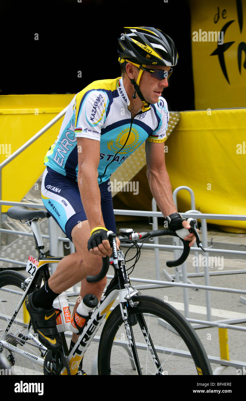 Lance Armstrong, le team Astana, Tour de France 2009 étape de Gérone, Espagne Banque D'Images