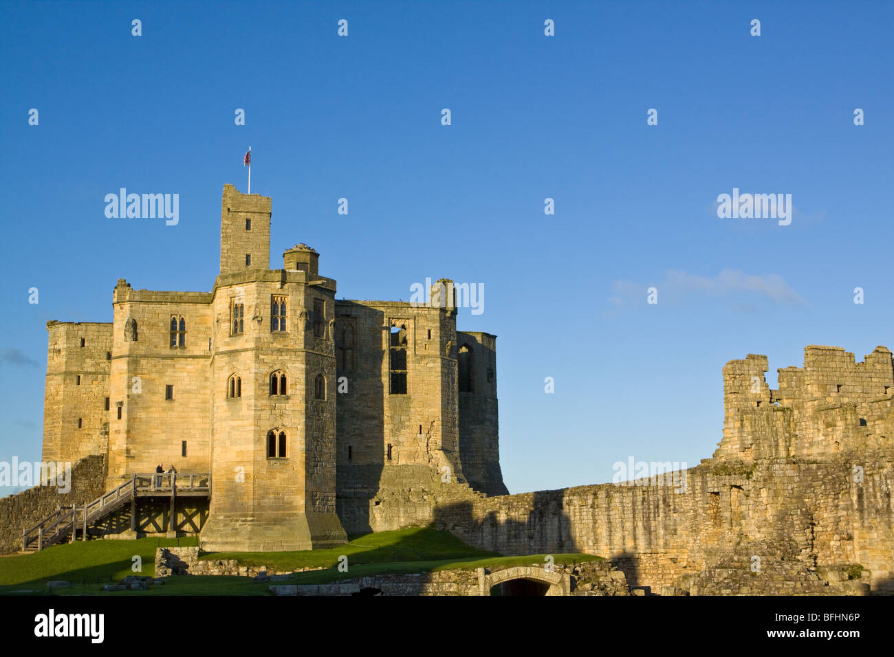Château de Warkworth dans le Northumberland. Siège de la famille Percy Banque D'Images