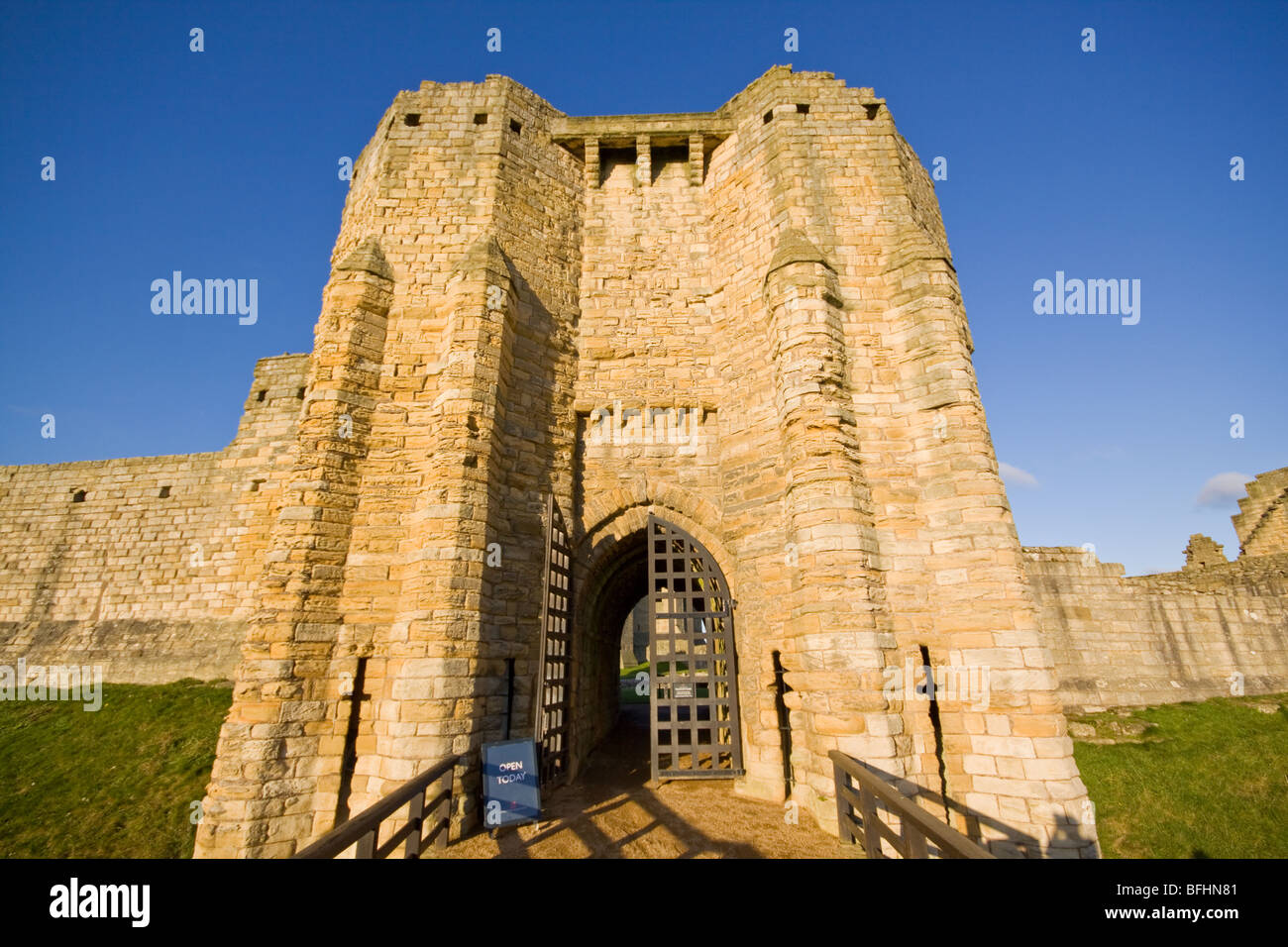 Château de Warkworth dans le Northumberland. Siège de la famille Percy Banque D'Images