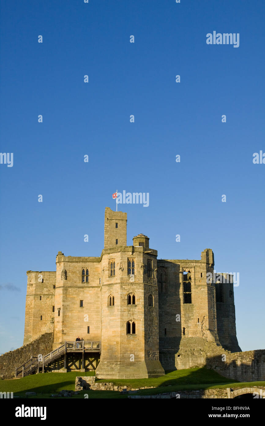 Château de Warkworth dans le Northumberland. Siège de la famille Percy Banque D'Images