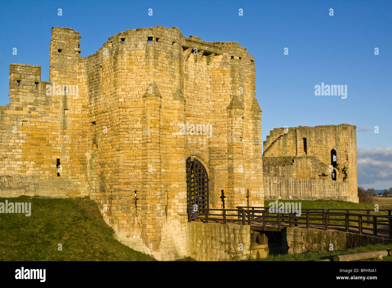 Château de Warkworth dans le Northumberland. Siège de la famille Percy Banque D'Images
