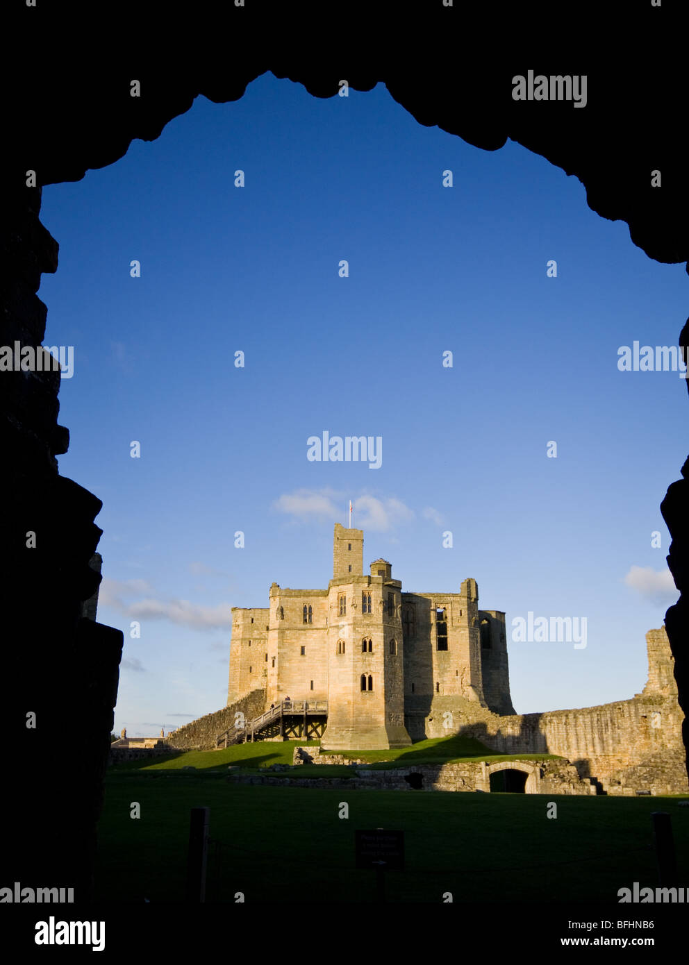Château de Warkworth dans le Northumberland. Siège de la famille Percy Banque D'Images
