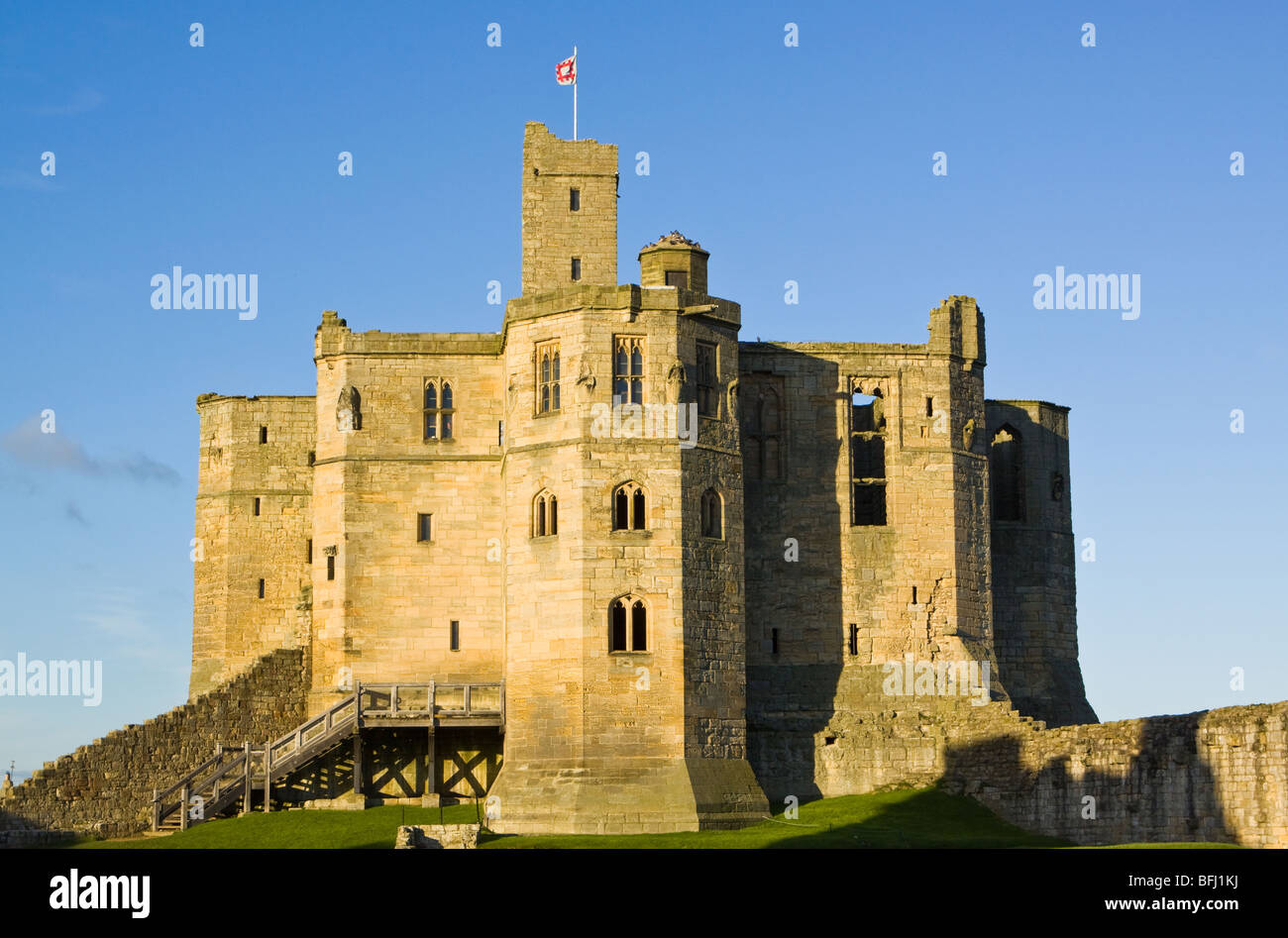 Château de Warkworth dans le Northumberland. Siège de la famille Percy Banque D'Images