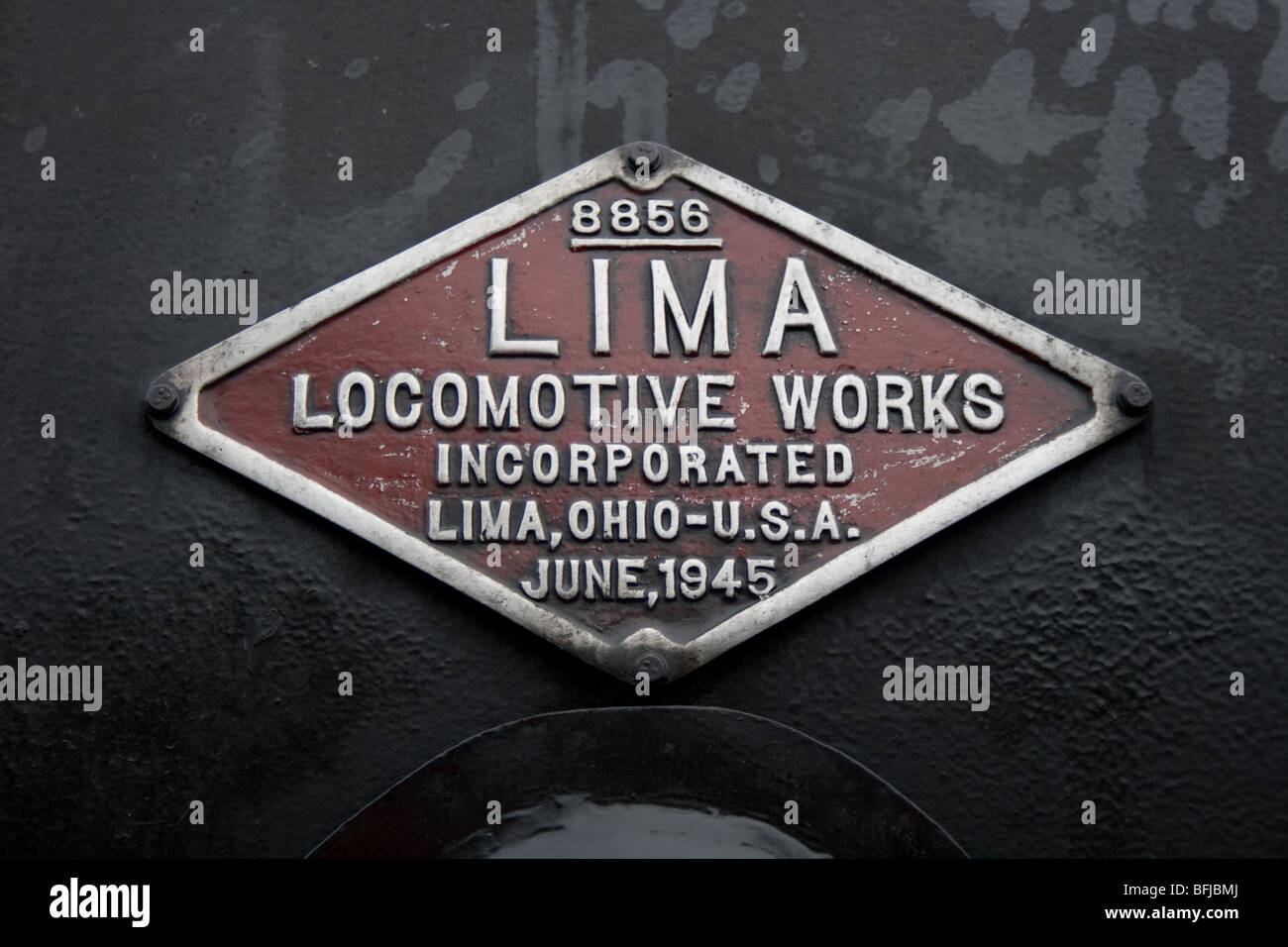 La plaque d'inscription apposée sur USA army Lima locomotive n° 5197 Banque D'Images