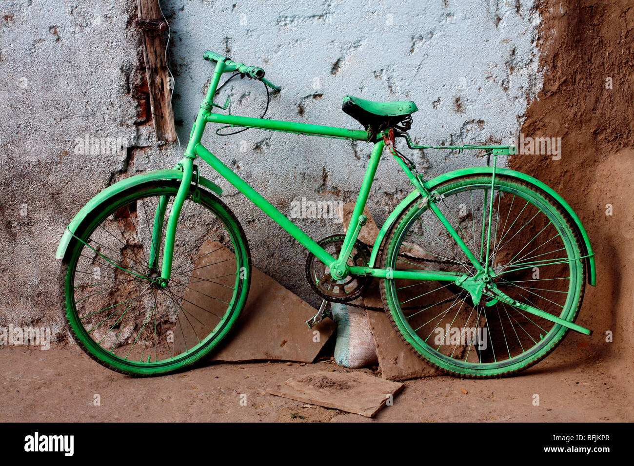 vélo vert Banque D'Images