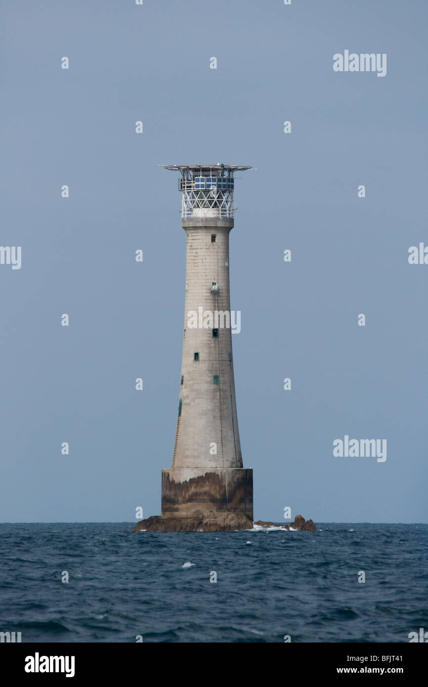 L'Évêque's Rock Light House, Isles of Scilly Banque D'Images