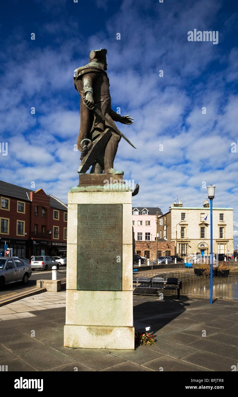 Sculpture du commandant John Barry - Père fondateur de l'United States Navy, Wexford, Irlande Ville Banque D'Images