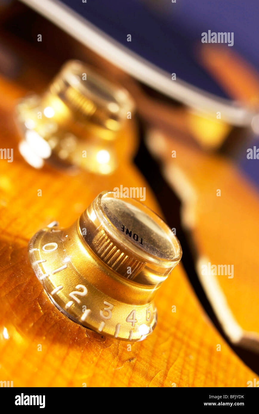 Ton pot controll onb gibson guitare acoustique semi Banque D'Images
