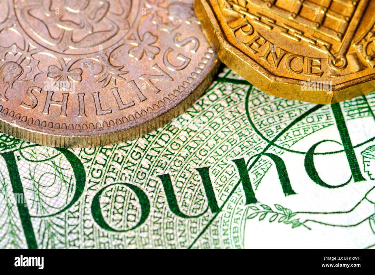 Pre-virgule devise britannique. Livres, shillings et pence Banque D'Images