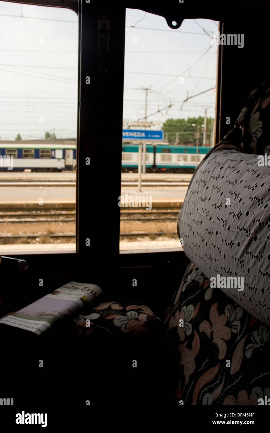 Cabine de l'Orient Express à la gare de Venise, Italie Banque D'Images