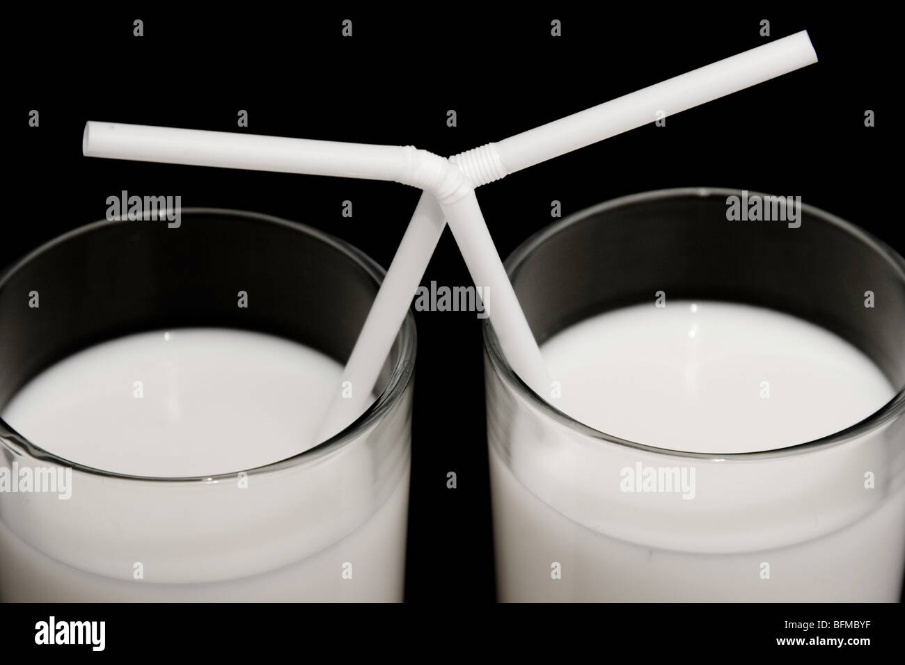 verres de lait Banque D'Images