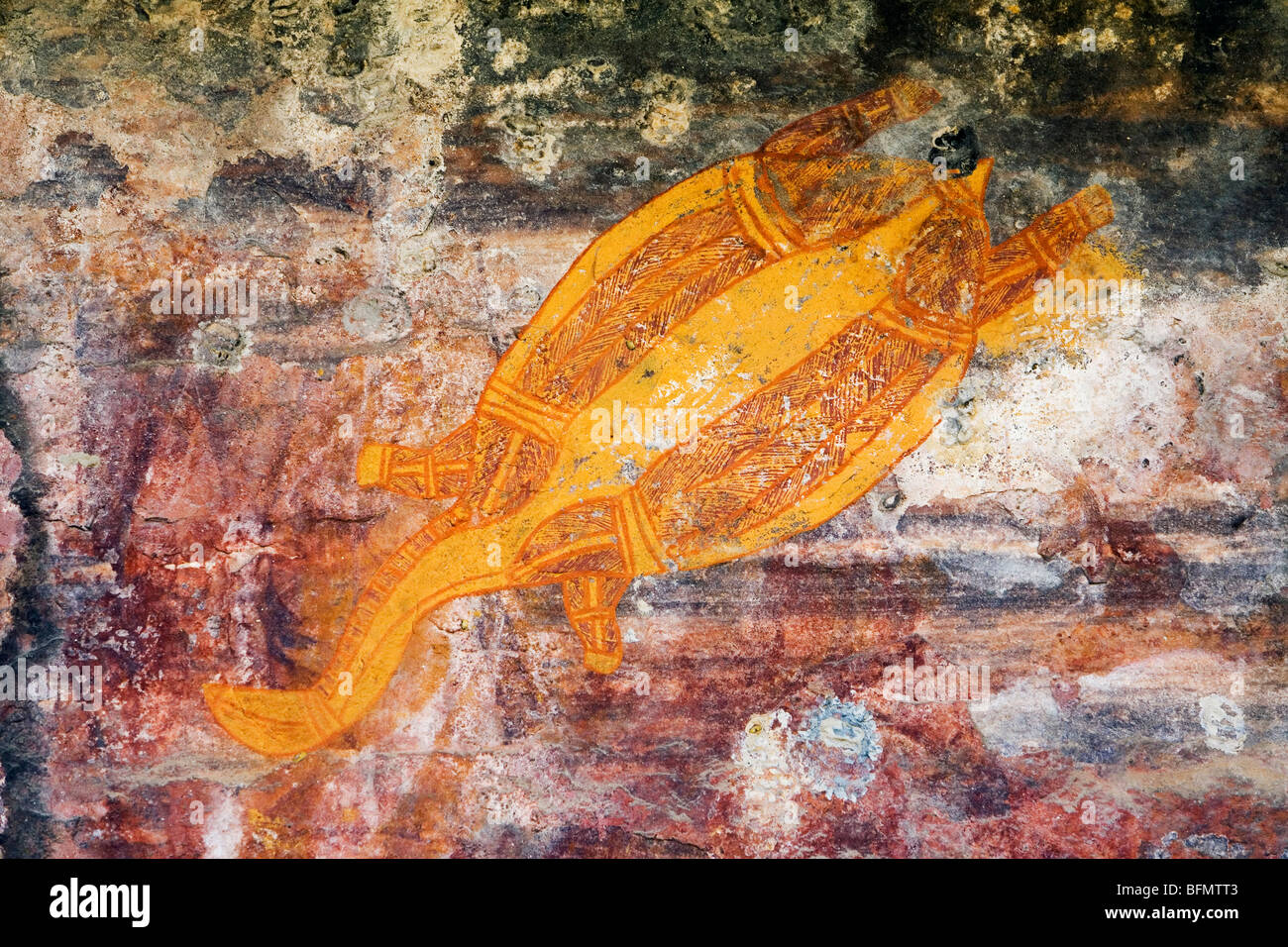 L'Australie, Territoire du Nord, le Parc National de Kakadu. Gunbim rock art (autochtones) à l'autochtone de sacré site Ubirr. (PR) Banque D'Images
