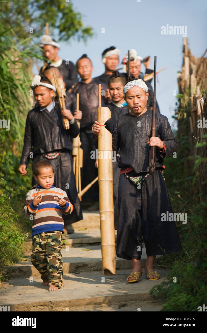 La Chine, la province du Guizhou, Basha, groupe ethnique minoritaire Miao Banque D'Images