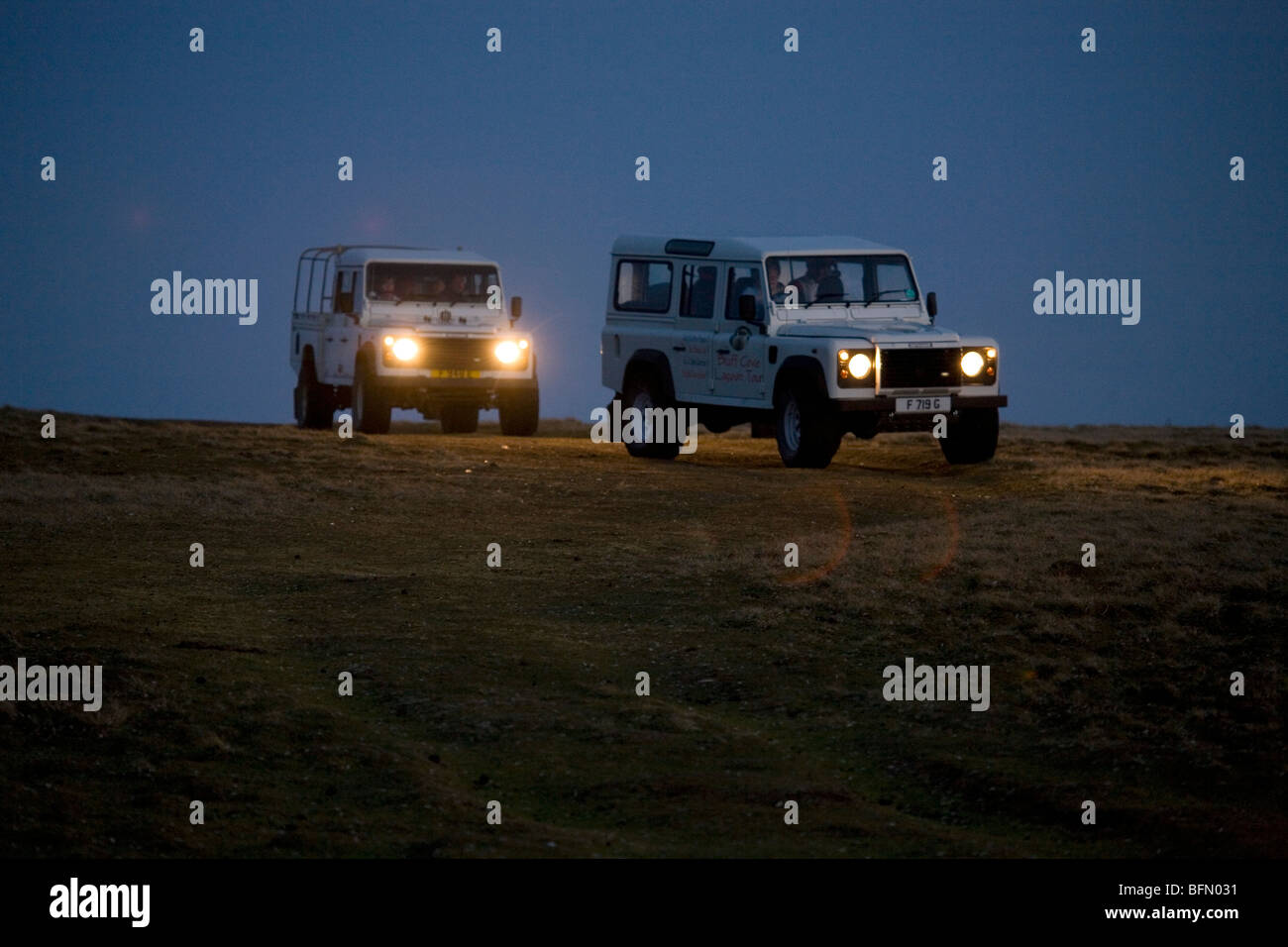 Îles Falkland. Land Rover safari pour Bluff Cove. Banque D'Images