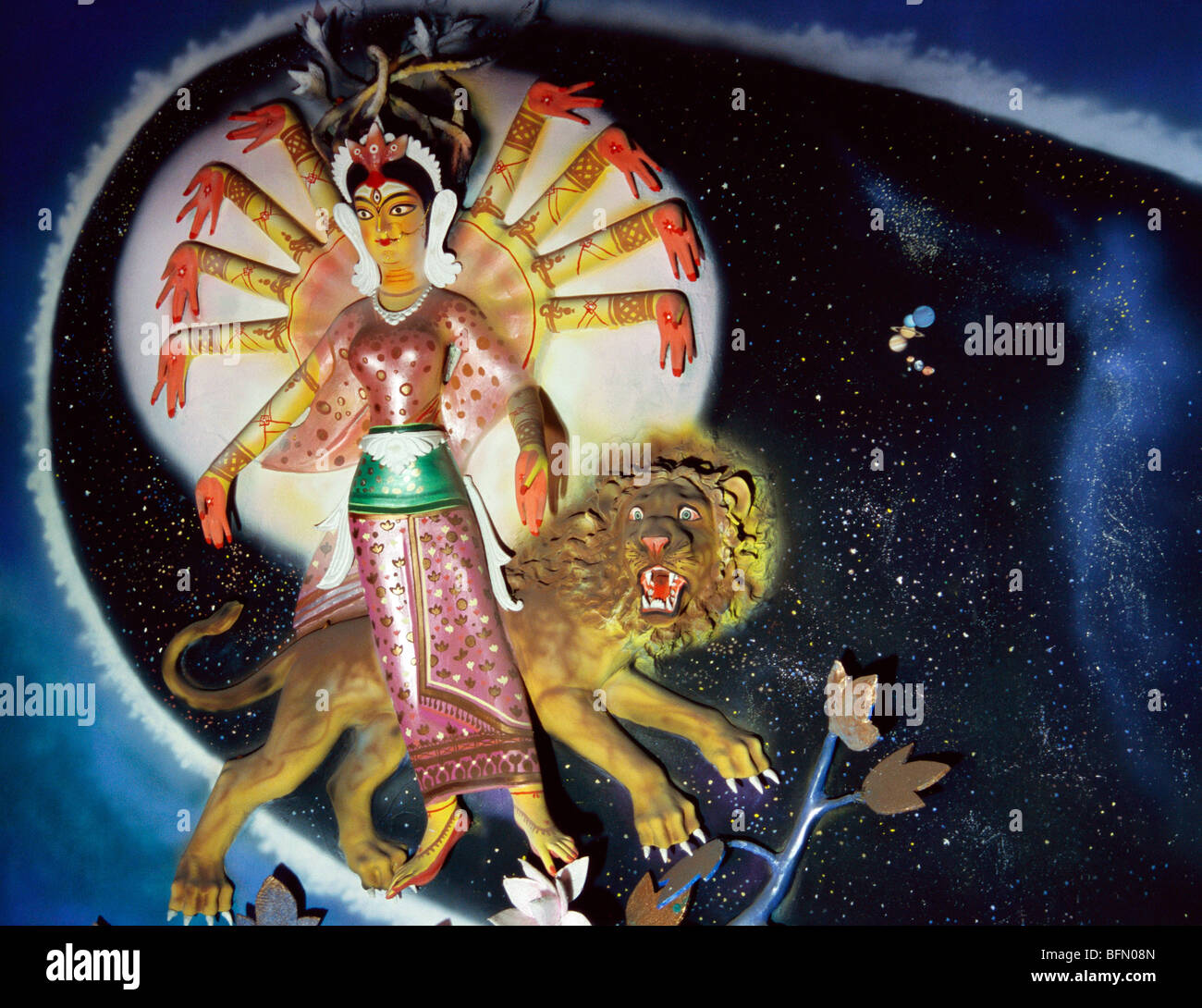 BPM 60882 Thème : Déesse Durga Puja ; idole dans festival de l'Inde de l'embryon Banque D'Images